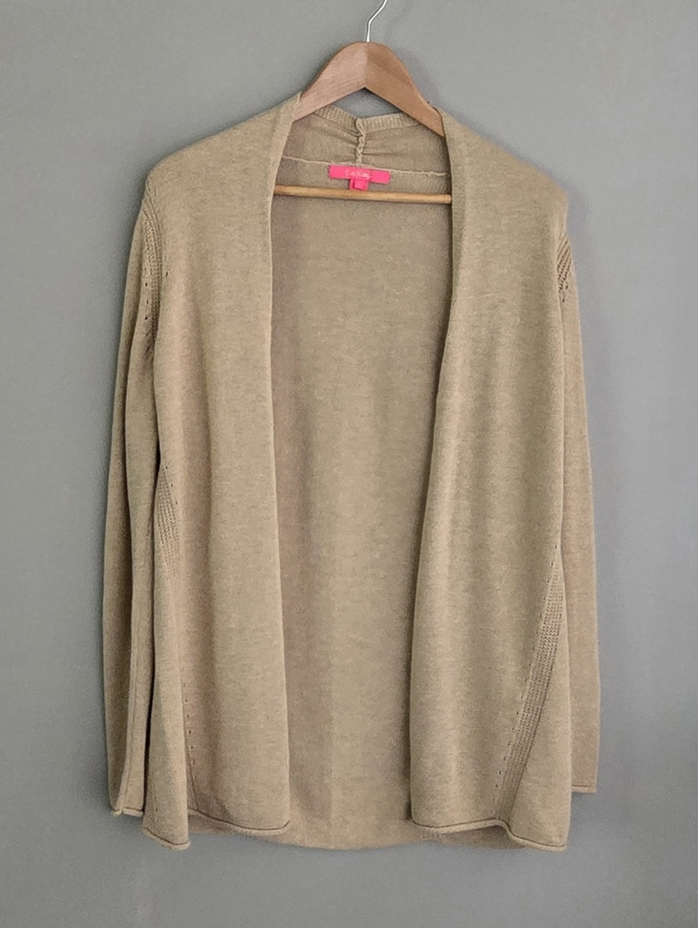 Lilly Pullitzer Gold Shimmer Luxury Blend Open Cardigan Sweater S